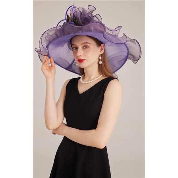Women's Kentucky Derby Church Dress Hat 02-purple - Picture 5 of 6